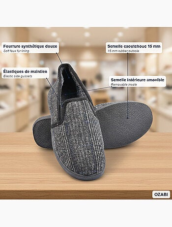 Zapatillas de casa charentaises hombre forradas ozabi, caña textil a cuadros