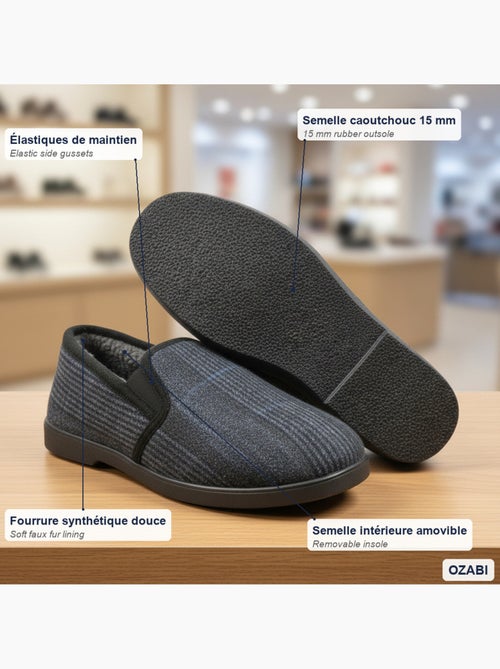 Zapatillas de casa charentaises hombre forradas ozabi, caña textil a cuadros - Kiabi Zapatillas de casa charentaises hombre forradas ozabi, caña textil a cuadros - Kiabi