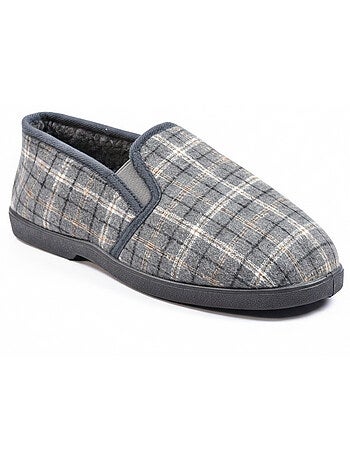 Zapatillas de casa charentaises hombre forradas ozabi, caña textil a cuadros