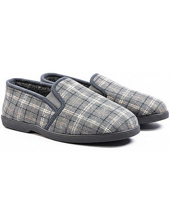 Zapatillas de casa charentaises hombre forradas ozabi, caña textil a cuadros