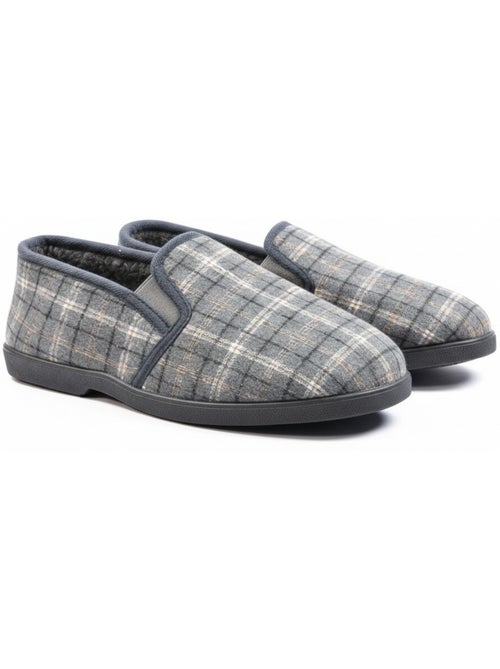 Zapatillas de casa charentaises hombre forradas ozabi, caña textil a cuadros - Kiabi Zapatillas de casa charentaises hombre forradas ozabi, caña textil a cuadros - Kiabi