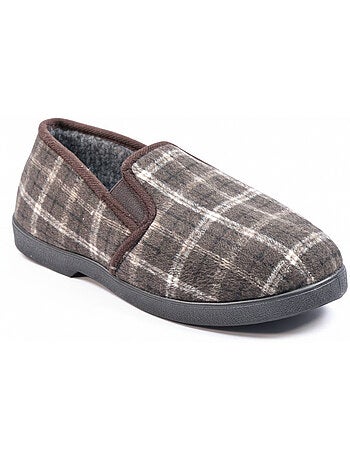 Zapatillas de casa charentaises hombre forradas ozabi, caña textil a cuadros