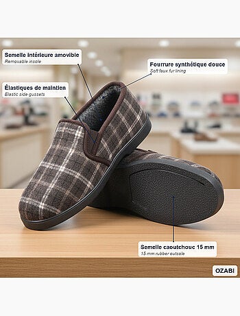 Zapatillas de casa charentaises hombre forradas ozabi, caña textil a cuadros