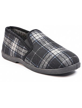 Zapatillas de casa charentaises hombre forradas ozabi, caña textil a cuadros