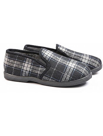 Zapatillas de casa charentaises hombre forradas ozabi, caña textil a cuadros