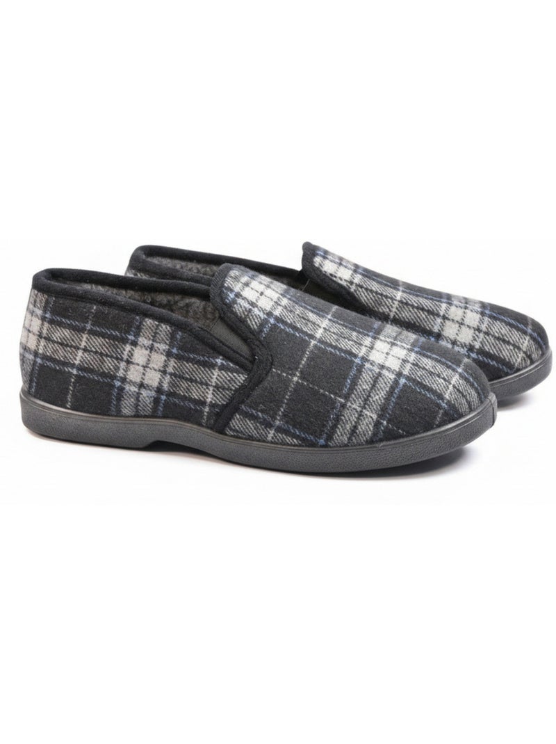 Zapatillas de casa charentaises hombre forradas ozabi, caña textil a cuadros Negro - Kiabi