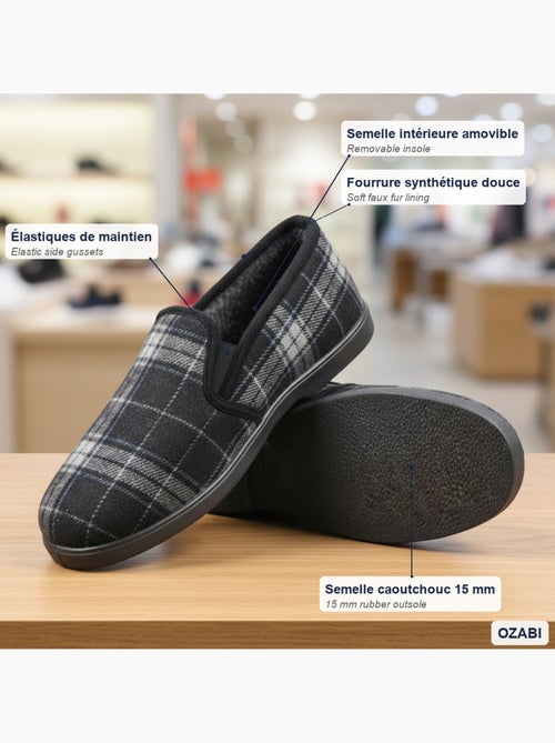 Zapatillas de casa charentaises hombre forradas ozabi, caña textil a cuadros - Kiabi Zapatillas de casa charentaises hombre forradas ozabi, caña textil a cuadros - Kiabi