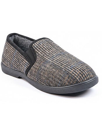 Zapatillas de casa charentaises hombre forradas ozabi, caña textil a cuadros