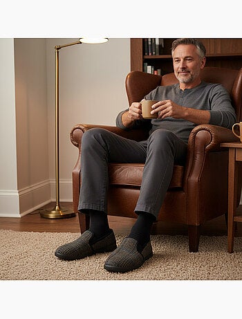 Zapatillas de casa charentaises hombre forradas ozabi, caña textil a cuadros