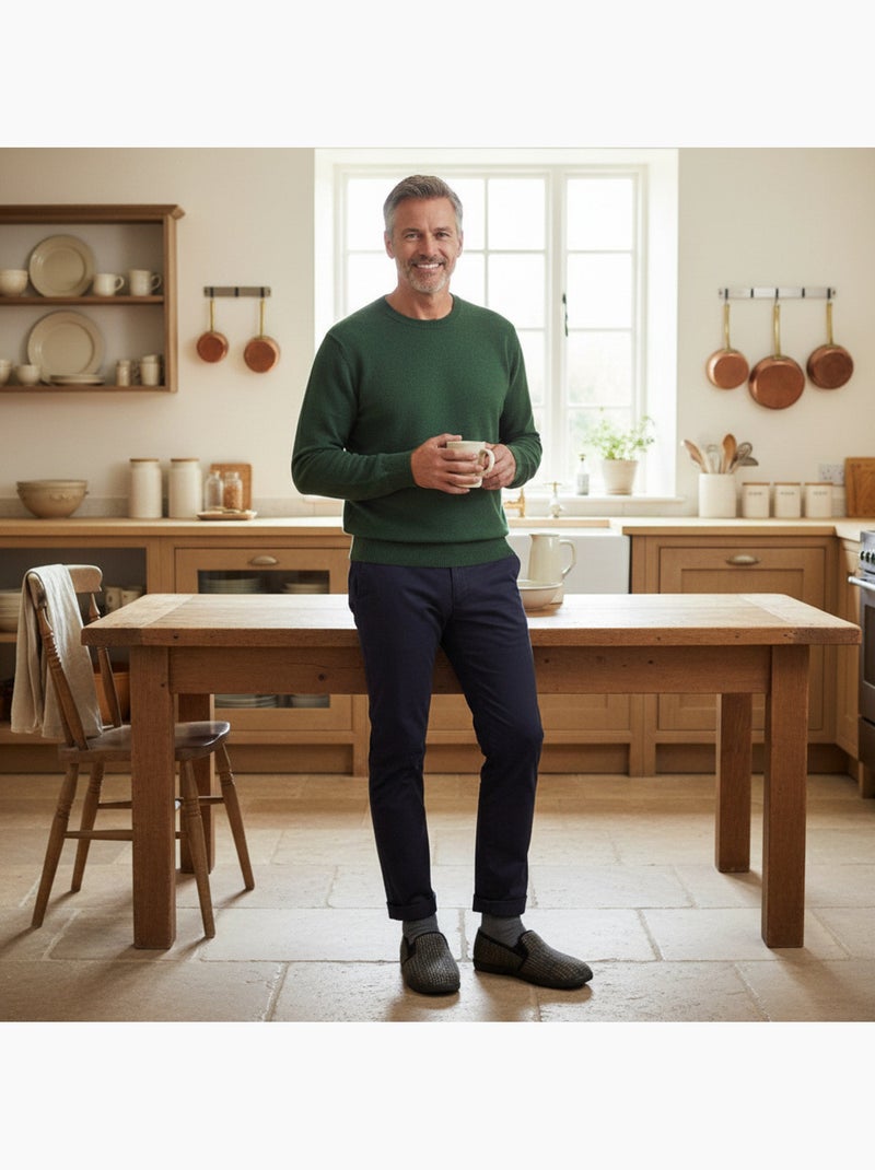 Zapatillas de casa charentaises hombre forradas ozabi, caña textil a cuadros Tiza - Kiabi