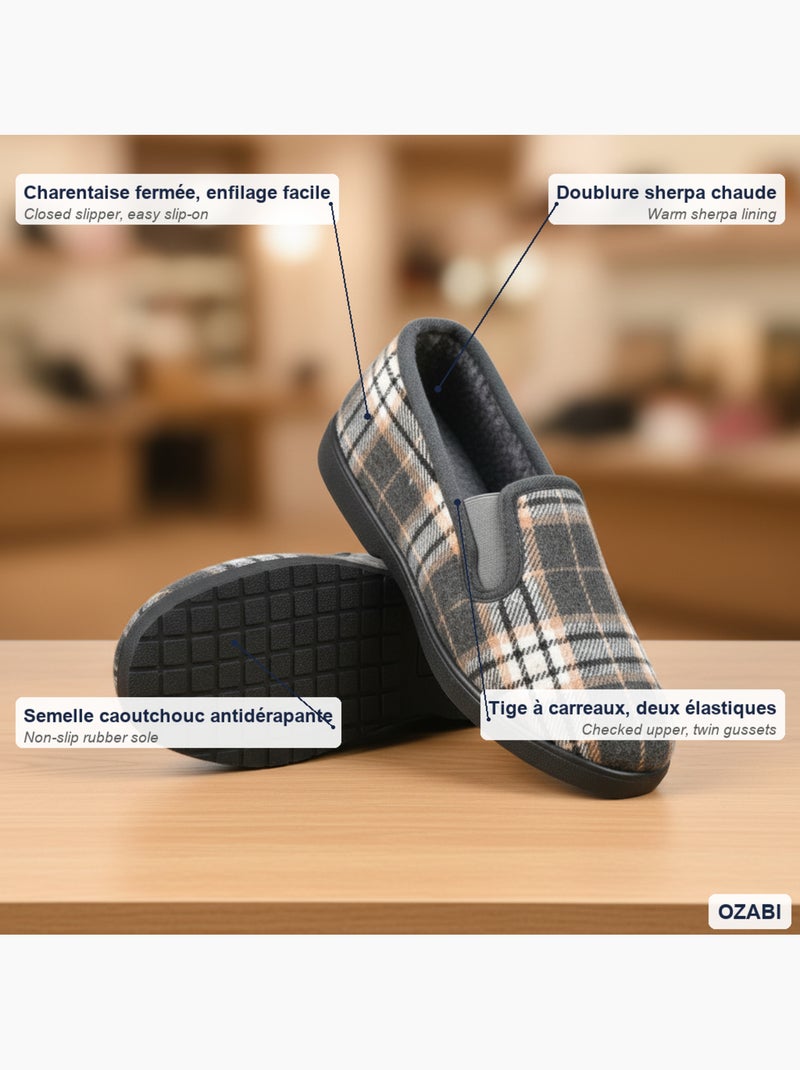 Zapatillas de casa charentaises hombre forradas ozabi suela antideslizante Gris - Kiabi