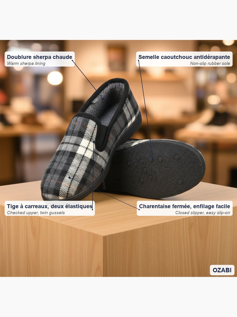 Zapatillas de casa charentaises hombre forradas ozabi suela antideslizante Negro - Kiabi