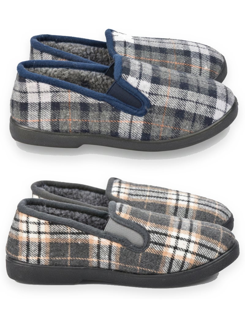 Zapatillas de casa charentaises hombre ozabi pack de 2 pares suela antideslizante Azul gris - Kiabi