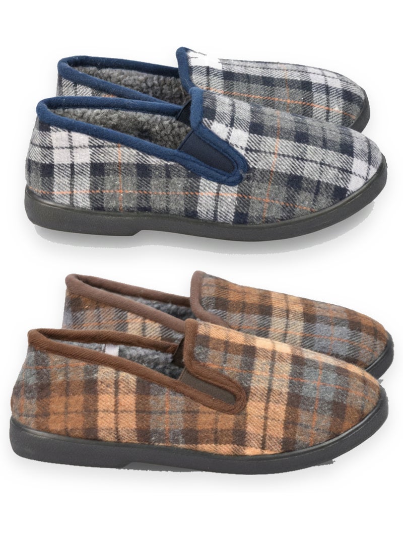 Zapatillas de casa charentaises hombre ozabi pack de 2 pares suela antideslizante Azul Marrón Azul - Kiabi