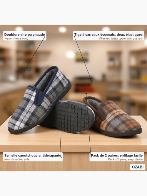 Zapatillas de casa charentaises hombre ozabi pack de 2 pares suela antideslizante - Kiabi