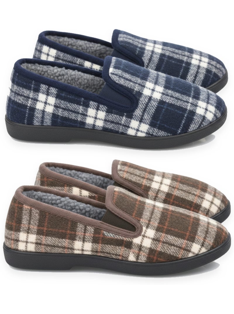 Zapatillas de casa charentaises hombre ozabi pack de 2 pares suela antideslizante Azul Marrón - Kiabi