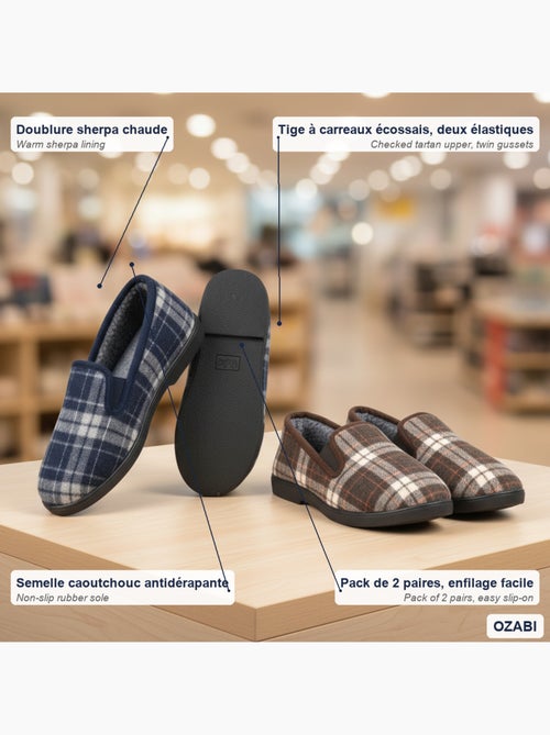 Zapatillas de casa charentaises hombre ozabi pack de 2 pares suela antideslizante - Kiabi