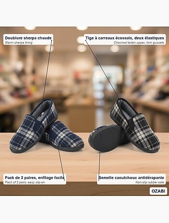 Zapatillas de casa charentaises hombre ozabi pack de 2 pares suela antideslizante