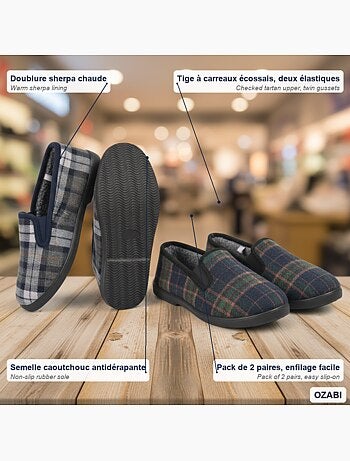 Zapatillas de casa charentaises hombre ozabi pack de 2 pares suela antideslizante
