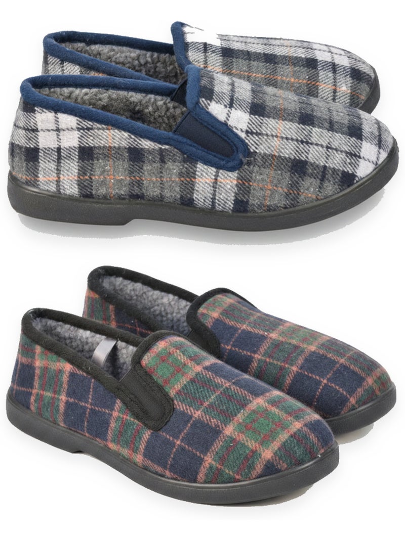 Zapatillas de casa charentaises hombre ozabi pack de 2 pares suela antideslizante Azul Verde - Kiabi