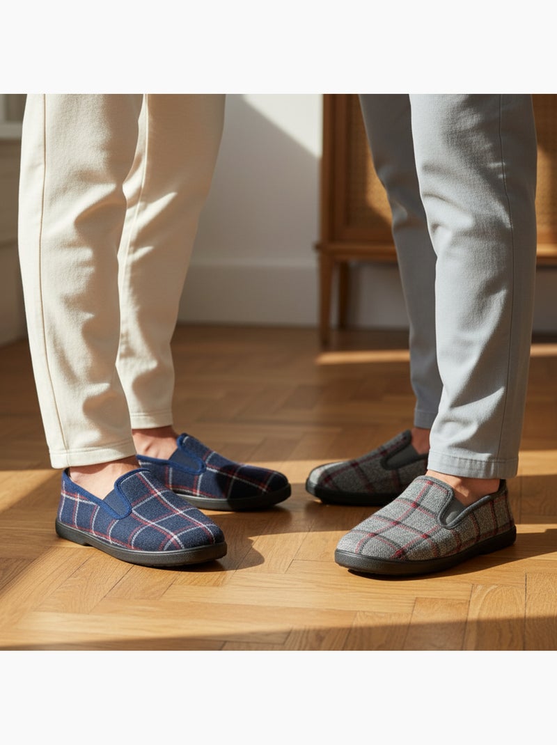 Zapatillas de casa charentaises hombre ozabi pack de 2 pares suela antideslizante Gris azul - Kiabi