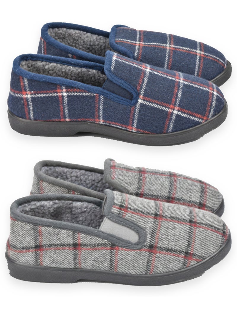 Zapatillas de casa charentaises hombre ozabi pack de 2 pares suela antideslizante Gris azul - Kiabi