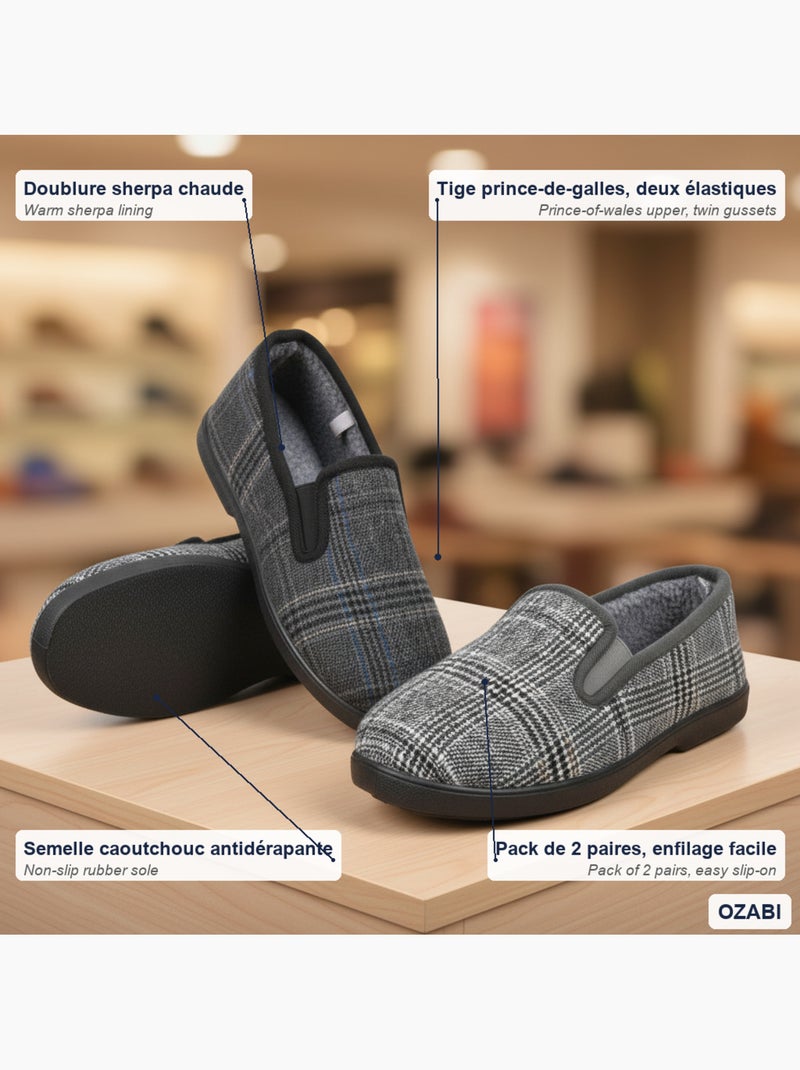 Zapatillas de casa charentaises hombre ozabi pack de 2 pares suela antideslizante Gris gris claro - Kiabi
