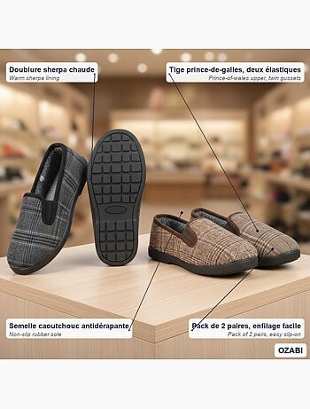 Zapatillas de casa charentaises hombre ozabi pack de 2 pares suela antideslizante
