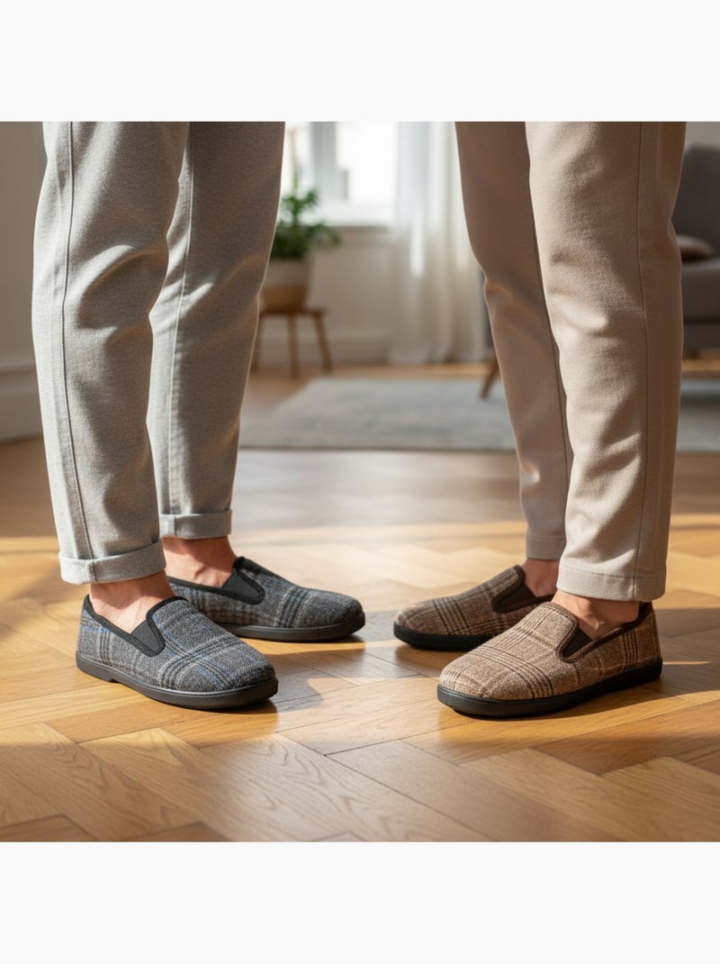 Zapatillas de casa charentaises hombre ozabi pack de 2 pares suela antideslizante Marrón/Multicolor - Kiabi