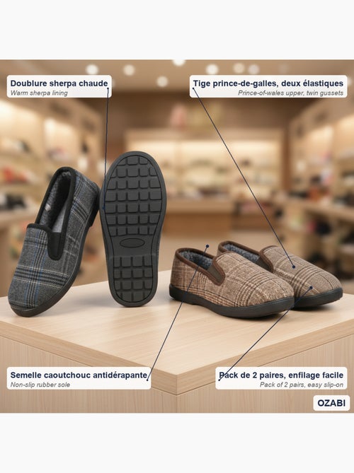 Zapatillas de casa charentaises hombre ozabi pack de 2 pares suela antideslizante - Kiabi