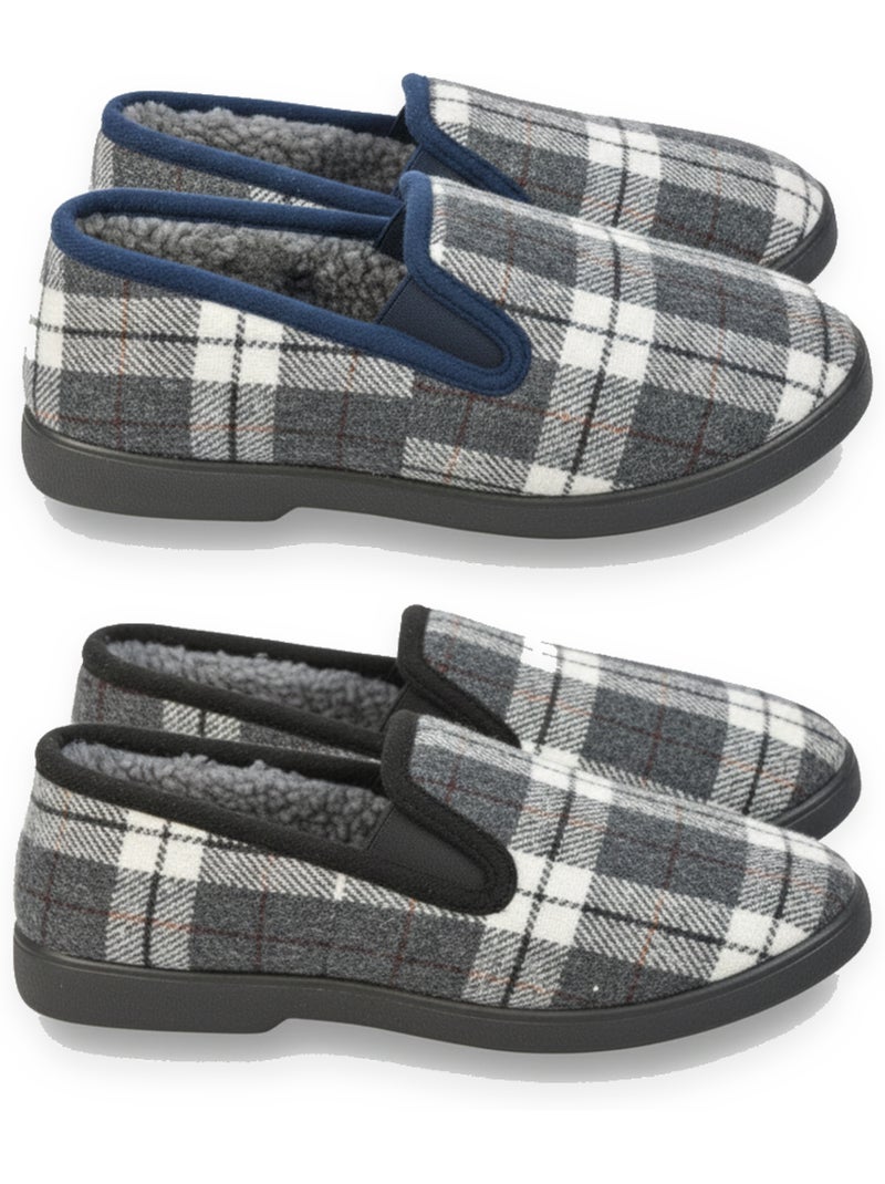 Zapatillas de casa charentaises hombre ozabi pack de 2 pares suela antideslizante Negro Azul - Kiabi