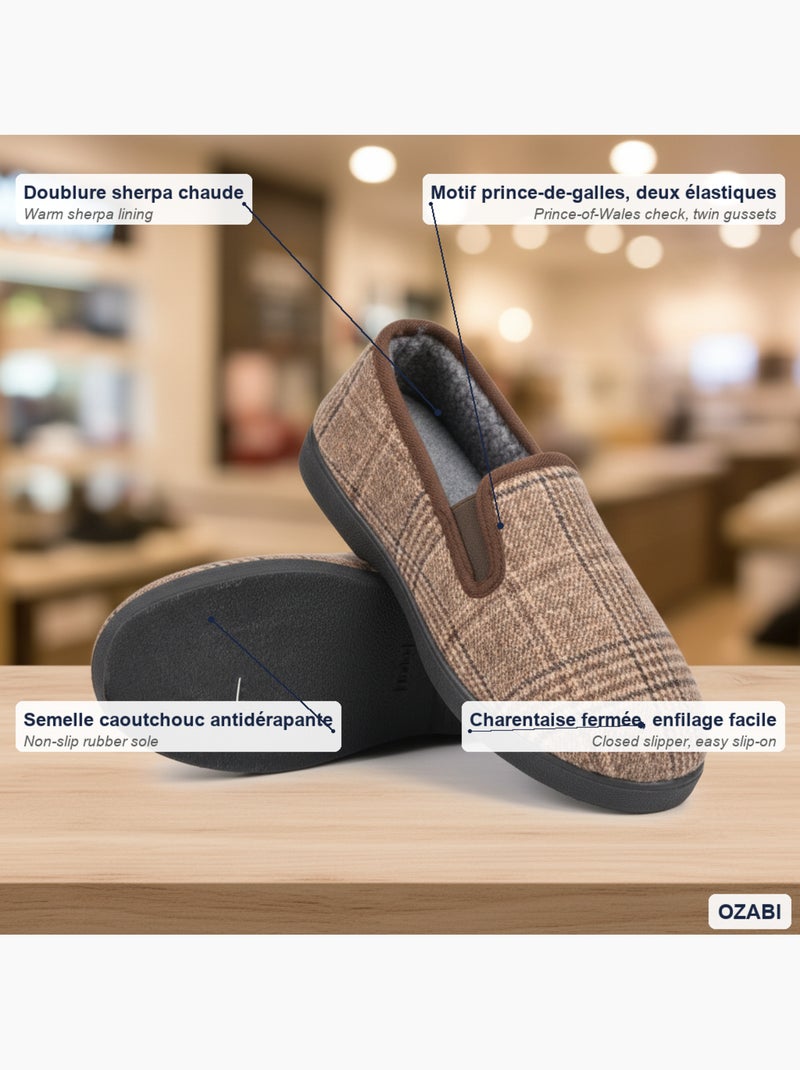 Zapatillas de casa charentaises hombre ozabi prince-de-galles antideslizantes Marrón - Kiabi