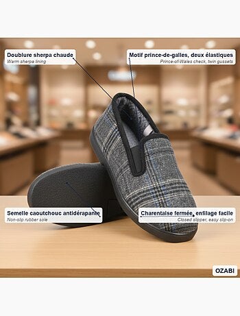 Zapatillas de casa charentaises hombre ozabi prince-de-galles antideslizantes