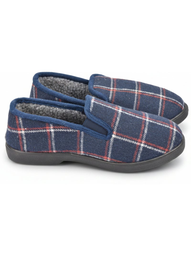 Zapatillas de casa charentaisias hombre forradas cuadros antideslizantes ozabi Azul marino - Kiabi