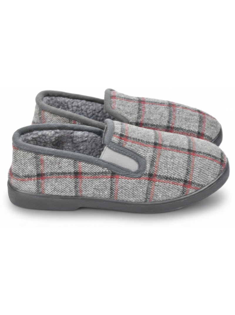 Zapatillas de casa charentaisias hombre forradas cuadros antideslizantes ozabi Gris - Kiabi