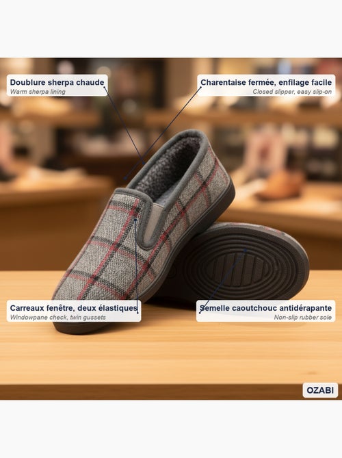 Zapatillas de casa charentaisias hombre forradas cuadros antideslizantes ozabi - Kiabi
