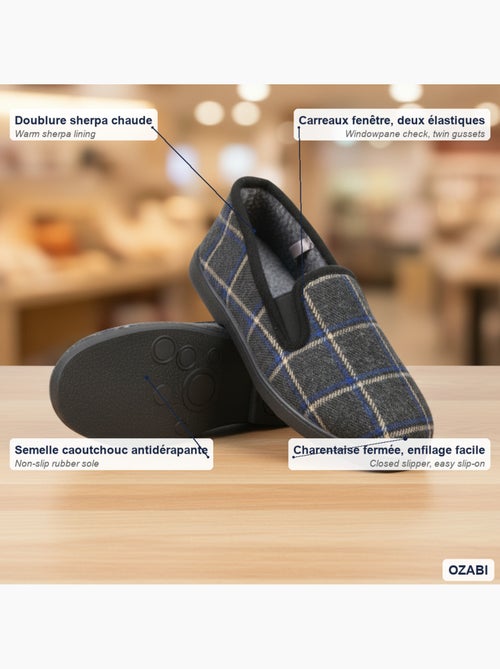 Zapatillas de casa charentaisias hombre forradas cuadros antideslizantes ozabi - Kiabi