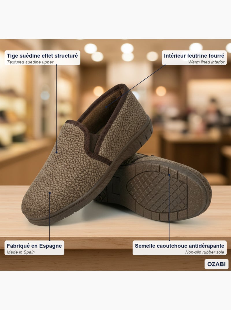 Zapatillas de casa charentaisses hombre ozabi efecto estructurado Marrón habano - Kiabi