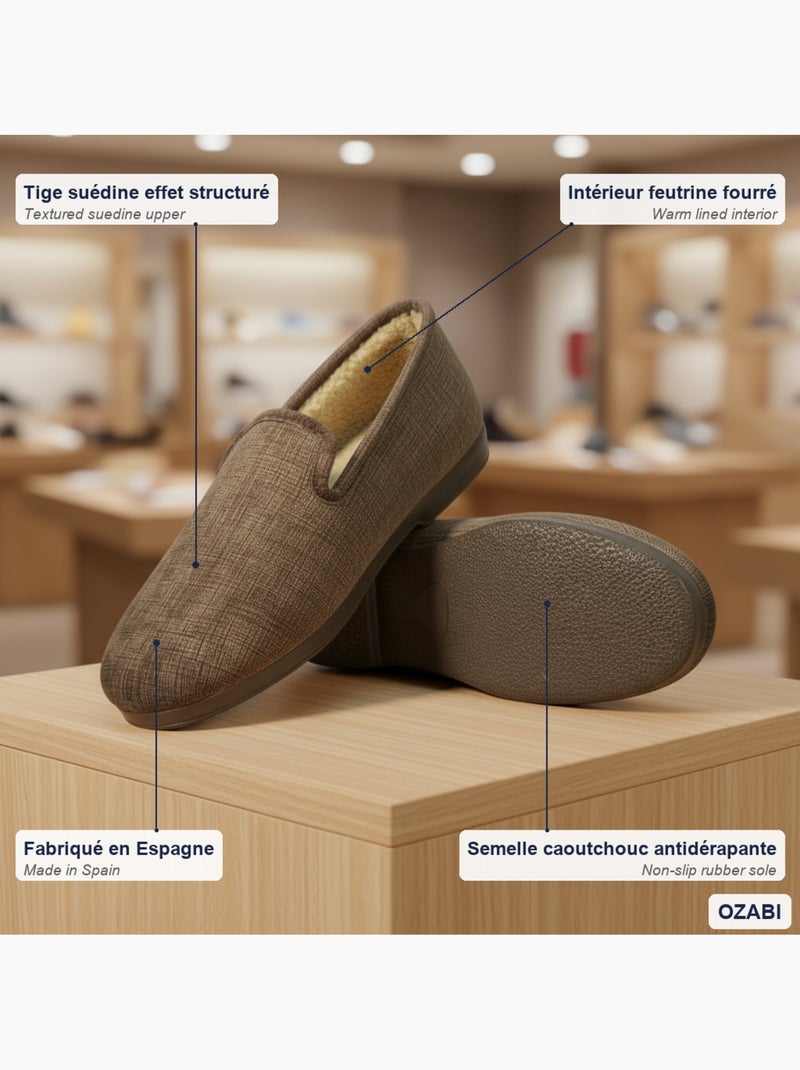 Zapatillas de casa charentaisses hombre ozabi efecto estructurado Marrón - Kiabi