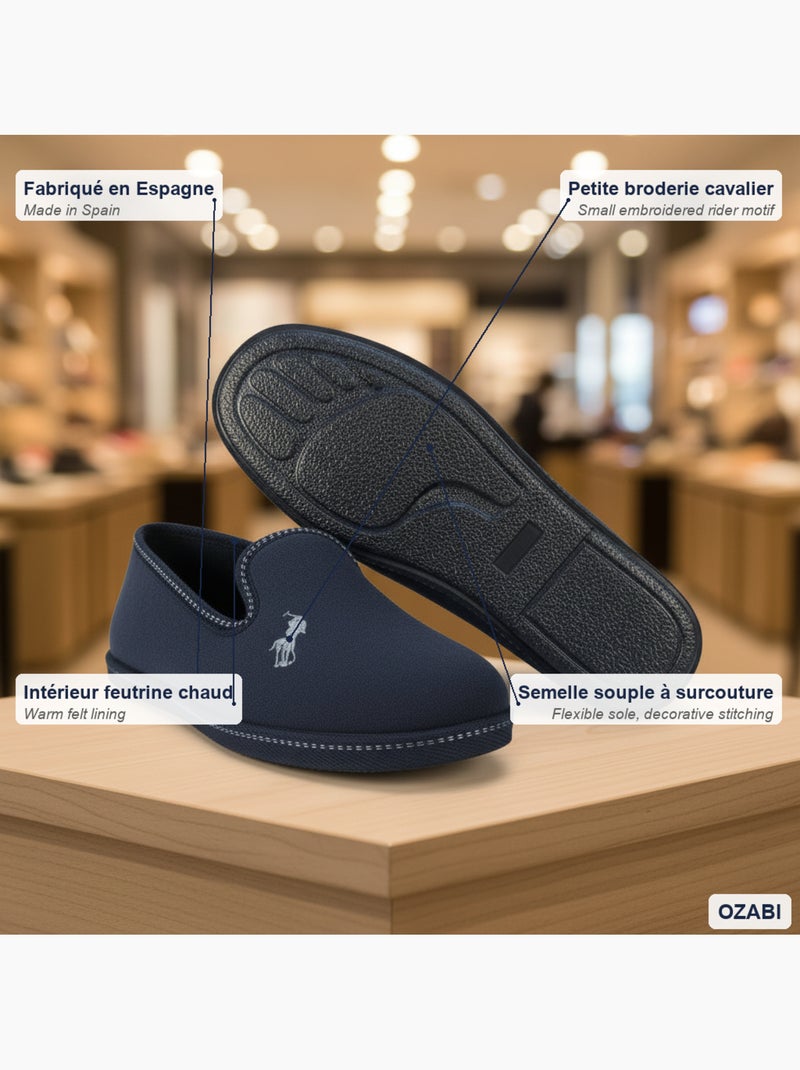 Zapatillas de casa charentesas hombre ozabi bordado fantasía Azul - Kiabi