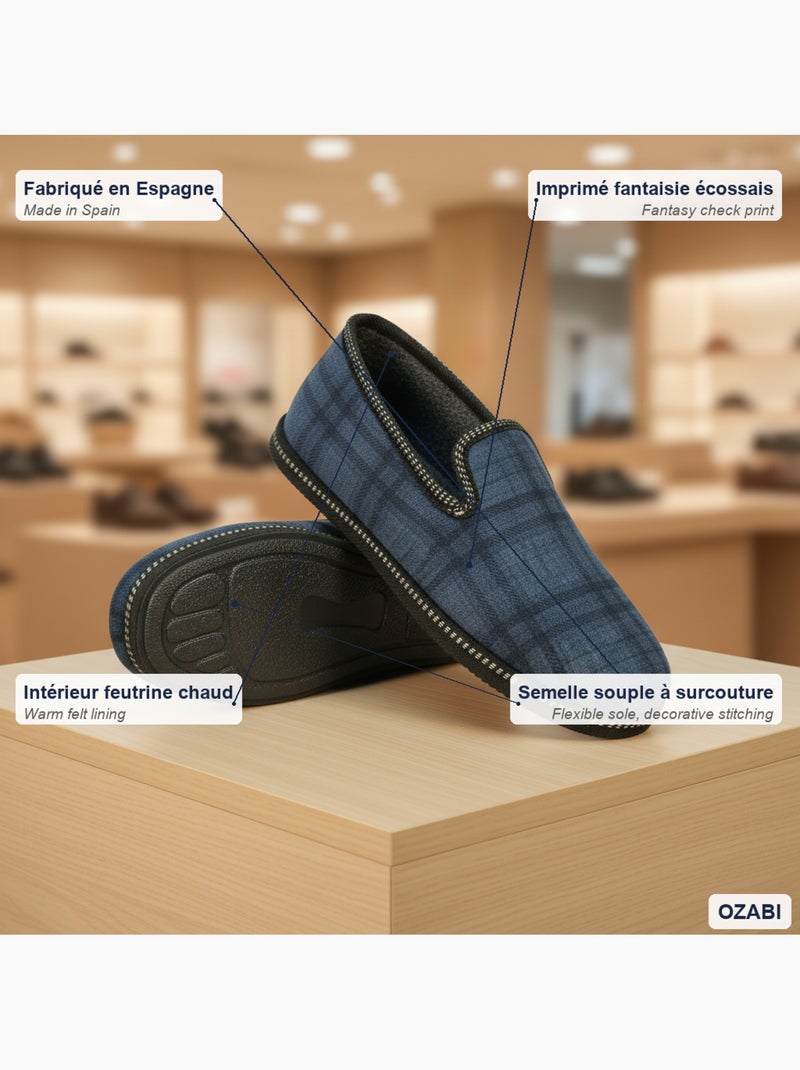 Zapatillas de casa charentesas hombre ozabi bordado fantasía Azul oscuro - Kiabi