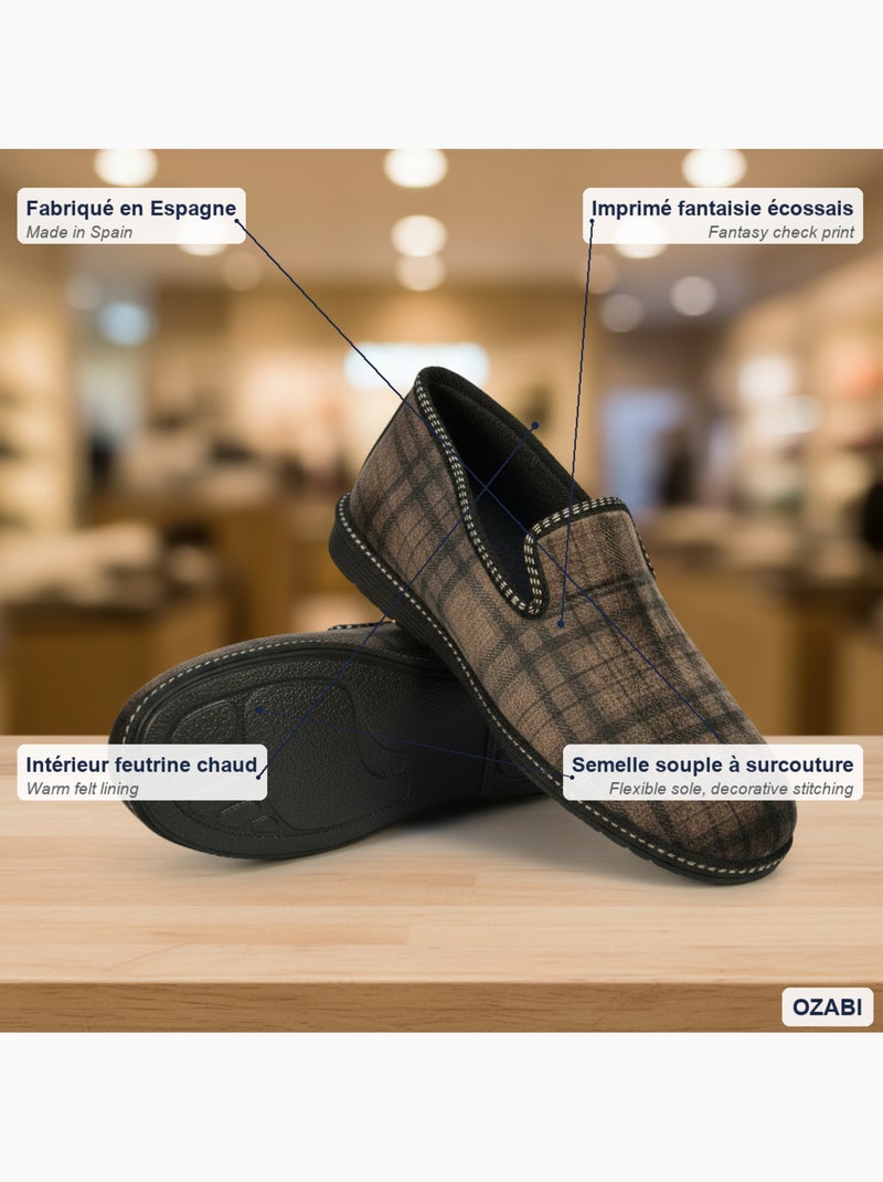 Zapatillas de casa charentesas hombre ozabi bordado fantasía Marrón claro - Kiabi