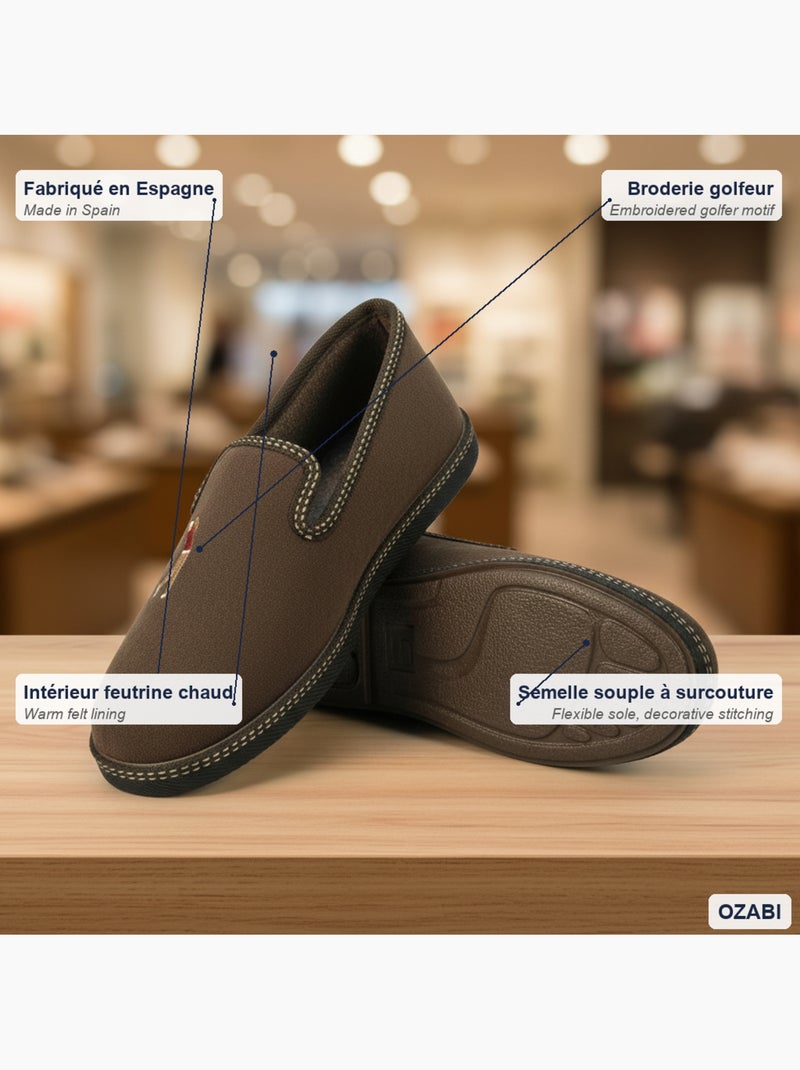 Zapatillas de casa charentesas hombre ozabi bordado fantasía Marrón - Kiabi