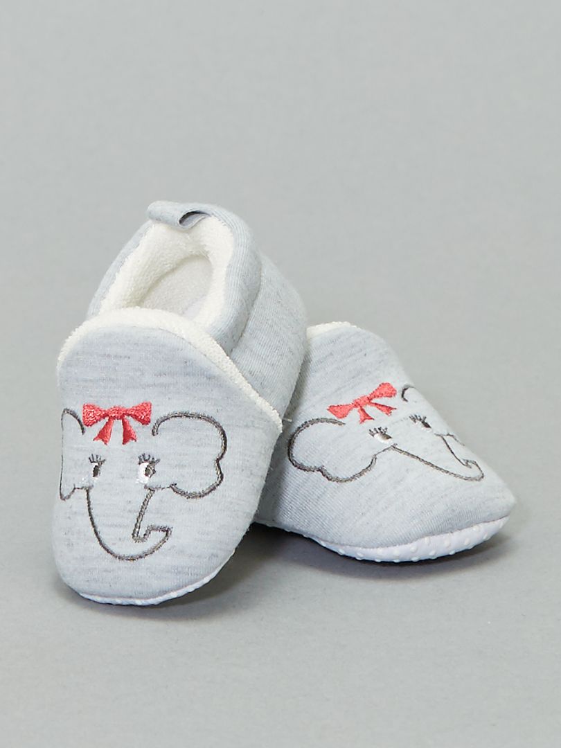 Zapatillas de casa con bordado de 'elefante' gris claro - Kiabi