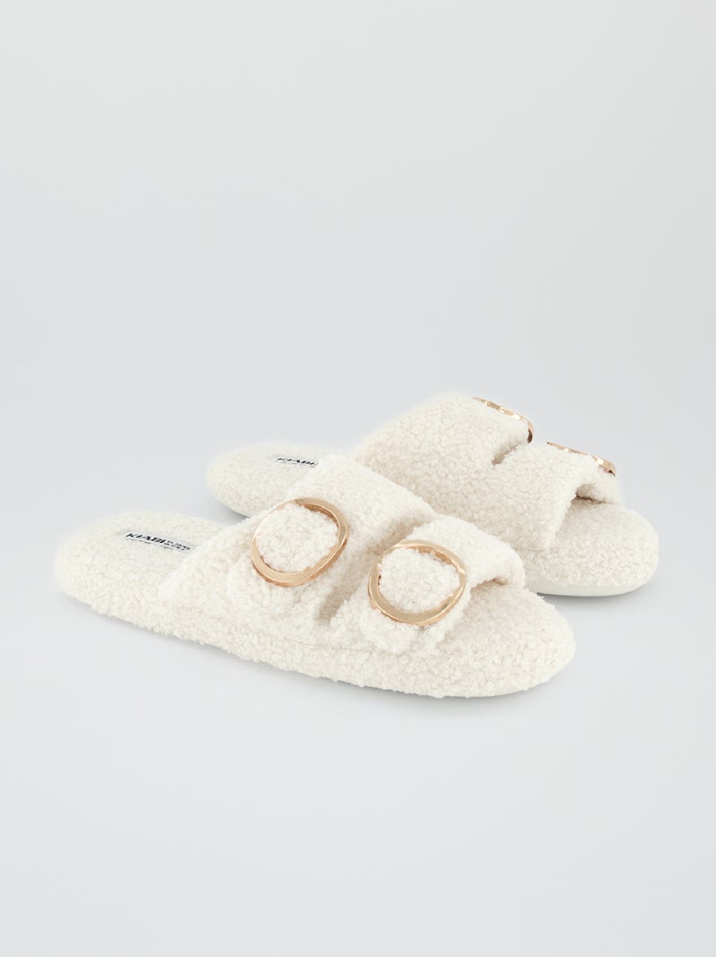 Zapatillas de casa con dos tiras Blanco - Kiabi