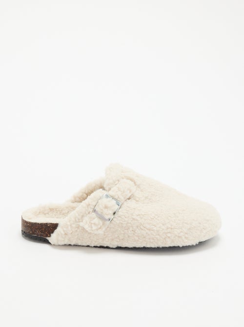 Zapatillas de casa con efecto borreguito y hebilla - Kiabi