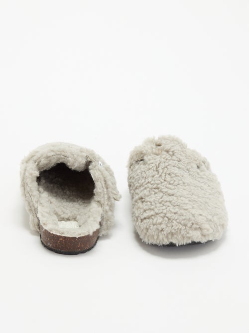 Zapatillas de casa con efecto borreguito y hebilla - Kiabi