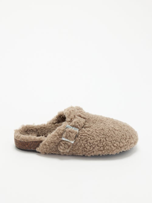 Zapatillas de casa con efecto borreguito y hebilla - Kiabi