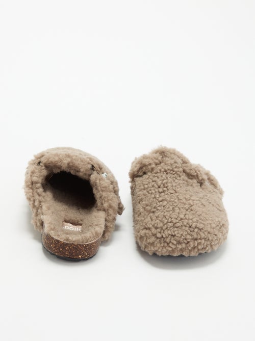 Zapatillas de casa con efecto borreguito y hebilla - Kiabi