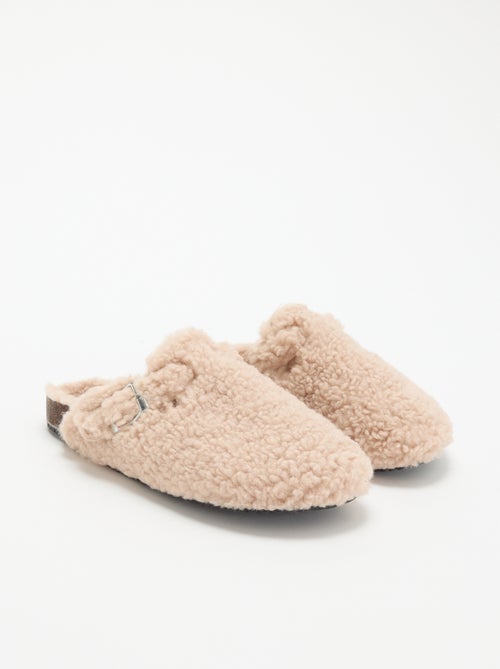 Zapatillas de casa con efecto borreguito y hebilla - Kiabi